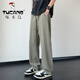 Pantalones de pájaros carpinteros para hombres en verano Seda de seda delgada de pantalones casuales rectos sueltos para niños Sports de color fresco de color mareado pantalones de patas abiertas K6636 Khaki XL alrededor de 125-145 Jin [Jin equivale a 0.5 kg]