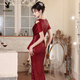 Playboy (PLAYBOY) burgundy evening dress 2025 new women's light luxury sleeveless dress temperament sequin temperament fishtail dress burgundy M