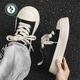 Padeque carpintero Summer zapatos de lona en blanco y negro para hombres zapatos de punta de dedo espesor de los hombres para hombres casuales zapatos de mesa livianos resistentes al desgaste para hombres negros 42