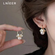 Lnieer Design Flower Pearl Earrings Women's Niche Versatile Earrings 2025 New Hot Style Internet Celebrity Earrings Stud Earrings Forest Pearl Flower Earrings Electroplating Thickening Coloring