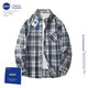 nasawassup official fashion brand co-branded shirt jacket men's autumn and winter Japanese plaid shirt trendy casual inner men's top white 2XL (recommended 130-150Jin [Jin equals 0.5 kg])