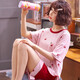 Pang Donglai DL Pyjamas für Frauen in Sommeranzügen für kurzärmelige Damen zweiteiliger Set Pure Cotton Summer Koreaner Stil Thin Student Frühling Herbst und Winter Home Clothes Lotus Color_ZW2325 M _goddess pajamas_gift-Versandversicherung