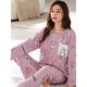 Mrs. Yuan 5xl Extra-große Größe Baumwolle langärmelige Pyjamas für Frauen Frühling und Herbst Fett MM plus Fett Plus Größe 200 Jin [Jin entspricht 0,5 kg] lila lässige zweiköpfige Zweiköpfe KN9207 Langsalzhose reine Baumwolle M [80-100 Jin [Jin Equals Equals Gon 0,5 kg]]]