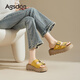 Agsdon Birken Slippers for Women's Summer New Thick Sole Heightening Slippers Retro Outdoor Fashion Sandals 452055 Yellow 37