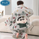 Palando Crayon Shin-Shikong Koralle Velvet Herren-Pyjamas für Herbst- und Winterstudenten, große Größe plus Samt verdickte Hauskleidung für junge Menschen XQ-9928 kleiner Größe M (geeignet für Größe ca. 155 cm, Gewicht 8
