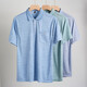 SEPTWOLVES [Father's Day Gift] Summer New Middle-aged Men's Lapel Short Sleeve T-shirt for Middle-aged and Elderly Men Loose Thin Body Ice Silk-9855 Gray True Pocket M 48/165