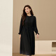 Slim Li Show [Knochen-Ohr-Hals-Kleid] Großgröße Frauen leichter Stil Slim Long Rock Fett MM2025 Herbst neuer Stil 3524 Schwarz 5xl