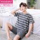 Modal Herren Pyjamas für Herren Sommer Baumwolle kurzärmelige Home-Kleidung für den Sommer mittleren Alters und Fettplus-Größe Set 9930 [H-Serie Herren Kurz-/Schläfer-Kurz-/Hosenanzug] XL [Vorgeschlagen 130-150jin [Jin gleich 0,5 kg]]