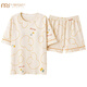 
Modal summer short-sleeved pajamas set for women with breast pads integrated home clothing large size anti-convex dots can be worn outside in summer thin style GXT1047 M
