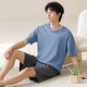 SEPTWOLVES 2025 new men's pajamas summer pure cotton thin short-sleeved casual plus-size home clothing set for men to wear 13603 3XL (160-180Jin [Jin equals 0.5 kg])