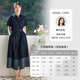 Vanciman retro spliced ​​denim shirt dress for women in summer new style casual waist-hugging long skirt denim blue XL