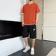 
Camel (CAMEL) men's short-sleeved T-shirt summer fashion ice silk sports suit casual travel lightweight men's shorts matching set 6227 white + K201 black and white edge M