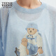 Teenie Weenie Bear Damenpullover 2025 Herbst neue Slack Lazy Style Baumwolle und Leinenmischung zweiteiler Set Hellblau M