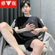 雅鹿男士睡衣男夏季短袖纯棉男款夏天薄2025新款男生大码家居服 HDE-9928 XL