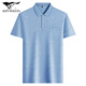 SEPTWOLVES middle-aged men's lapel short-sleeved T-shirt daddy summer thin polo shirt middle-aged and elderly ice silk half-sleeved men's T-9923 blue real pocket M 48/165
