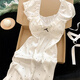 Aussi robe dater pour les femmes en été de style pure de style pure français de style pure de style haut de gamme en dentelle à pois