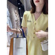 Frauen 2025 Sommer neuer Stil Französischer Design Sinn für kleine Menschen Taille Hugging Slim Princess Kleid D1478 Yellow 2xl [130-145jin [Jin gleich 0,5 kg]]]