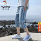 Woodpecker Official 2025 Été Nouveau short masculin Pantalon Cropped Style coréen Loose Slim Casual Breeches Mid-Troussers HARREN PANTS 759 BLUE 3XL 140155JIN [Jin est égal à 0,5 kg]