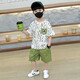 男童夏季套装2025新款宝宝夏装酷帅气衣服潮儿童网红炸街短袖童装 TZ-7170太空字母短袖套装-绿色 120 （建议身高115公分左右）
