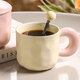 Jiwu Forest Ceramic Mug with Spoon Lid Cup Coffee Cup Couple Tea Cup Men and Women Large Capacity Yellow 420ml