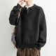 Pugos lazy style coat lapel thickened loose casual sweater for men winter old money style Henry collar sweater apricot M