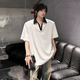 
7 high-quality cleanfit shoulder pad short-sleeved T-shirt for men's summer new front-shoulder polo shirt heavy loose half-sleeved top for men WYN-733 gray M