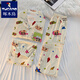 Pajama de caricatura de caricatura de pájaro cartilín para mujeres en verano de algodón puro de manga pura juego de tres piezas japonés Ins lindo estudiante Cardigan ropa casera #fs-tres piezas Set 14135 m [75-95Jin [Jin equivale a 0.5 kg]]
