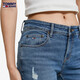 TOMMY JEANS女装时尚破洞旗标绣片紧身显瘦弹力水洗牛仔裤DW0DW13784