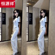 
Hengyuanxiang Xiaoxiang Fashionable Suit Pants 2025 Summer New Temperament Women's Clothing Female Sex Two-Piece Set 4379-White [Top + Pants] M