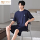 Modal 2025 new men's pajamas short-sleeved shorts Modal two-piece suit solid color summer breathable home clothes 4840 3XL recommended 160-180Jin Jin equals 0.5 kg