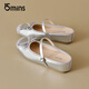 15 minutos Baotou zapatillas para mujeres en verano New Bow plano Sole Ballet Mary Jane Semi-Travel D1429AQ5 Silver 35