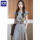 ROMON (ROMON) frigid and unique gray waist-hugging dress for women 2025 new women's summer light luxury high-end skirt picture color M 96-110