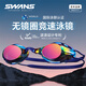 SWANS swimming goggles imported from Japan, professional rubber ring-free racing training swimming goggles, waterproof and anti-fog adult training goggles, purple-red coating