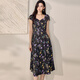 ROEYSHOUSE French puff sleeve big sling dress 2025 summer new style beautiful printed midi skirt 12107 color 2XL