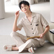 Langsha [7A Antibacterial] Pure Cotton Pajamas Men's Summer Thin Short Sleeve Trousers Set Men's Large Size Can We Wear Outdoor Home Suit 09M9859 L