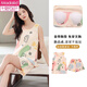 Modal fashion self-contained chest pad sleeveless pajamas for women in summer imitation cotton pull-up thin cute vest shorts home clothing set F9855 M