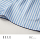 ELLE French Striped Lounge Suit Can Be Weared High-Quality Satin Short-Sleeved Shorts Pajamas Autumn and Summer New Blue (Bottoms) S