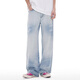 Mark Waffe American Retro Wash Light Color Jeans Herren losen locker trendigen Brandbrand mit breitem bodenverkleidetes Gelegenheitshosen Männer D5010 Hellblau 31
