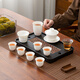 SUSHI CERAMICS Suet Jade White Porcelain Kung Fu Tea Set Hover Cover Bowl Tea Tray Tea Set Home Office Gift Affordable Group Purchase