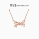 Chao Acer bow 18K gold diamond necklace women's color gold rose gold clavicle chain birthday gift for women chain length about 45cm
