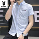 Playboy (Playboy) Casual und vielseitig Pendler Sommer-Kurzärmel-Hemd koreanischer Stil Schleicher Geschäft Casual Thin Atmable Hemd 844 Khaki XL 120 bis 140 Jin [Jin ist gleich 0,5 kg]