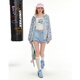 
UNIFREE [Aisle Co-branded] Korean cute striped loose hooded jacket Blue M