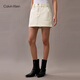 Calvin KleinJeans 25 spring and summer new women's trendy retro sexy hot girl ck cotton A-line denim skirt 47B728G RG3-denim white S 27