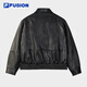 FILA FUSION same style men's jacket 2025 winter new fashion loose leather jacket black-BK XL 180/100A/XL