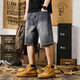 Yiling Yibeis neuer amerikanischer Casual Denim Shorts Herren Sommer Lose Fat Man Trendy Retro große mittelgroße Hosen 9926 Blau 28 Geeignet für 90-105 Jin [Jin ist 0,5 kg]
