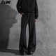 
CLOR American ice silk thin retro trendy brand scimitar trousers loose straight micro-flare trousers CL67 black L