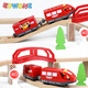 Magnetische Fernbedienung Elektrischer Zug Hölzer Gleis MAS -Zugtriebstraktion Kinderspielzeug rotes Passagier Elektrozug mit verschiedenen Holzstrecken Standard kompatibel