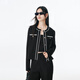 Peacebird women's jacket round neck texture small fragrance style top autumn elegant cardigan black top M