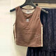 Adidas Clover suspender shirt for women's summer new sports vest high waist short casual sleeveless T-shirt top KE3892 brown S