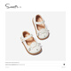 Snuffy Girls Leather Shoes Spring and Autumn Cartoon Casual Baby Soft Sole Cute Princess Shoes Children's Toddler Shoes Soft Cute Sheep White 19 Suitable for Feet Length 12.5cm